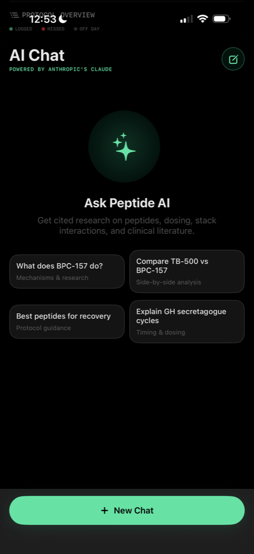 Ask Peptide AI chat powered by Anthropic's Claude